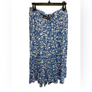 1037 / Fashion Blue & White Floral Skirt Size Large
